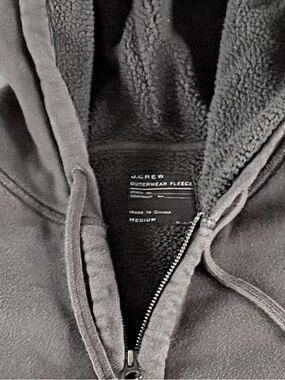 J. Crew Men’s Sherpa-Lined Dual Zip Hoodie in Charcoal Gray Size: Medium